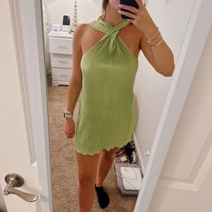 Song of Style Mini Green ribbed dress. Size M